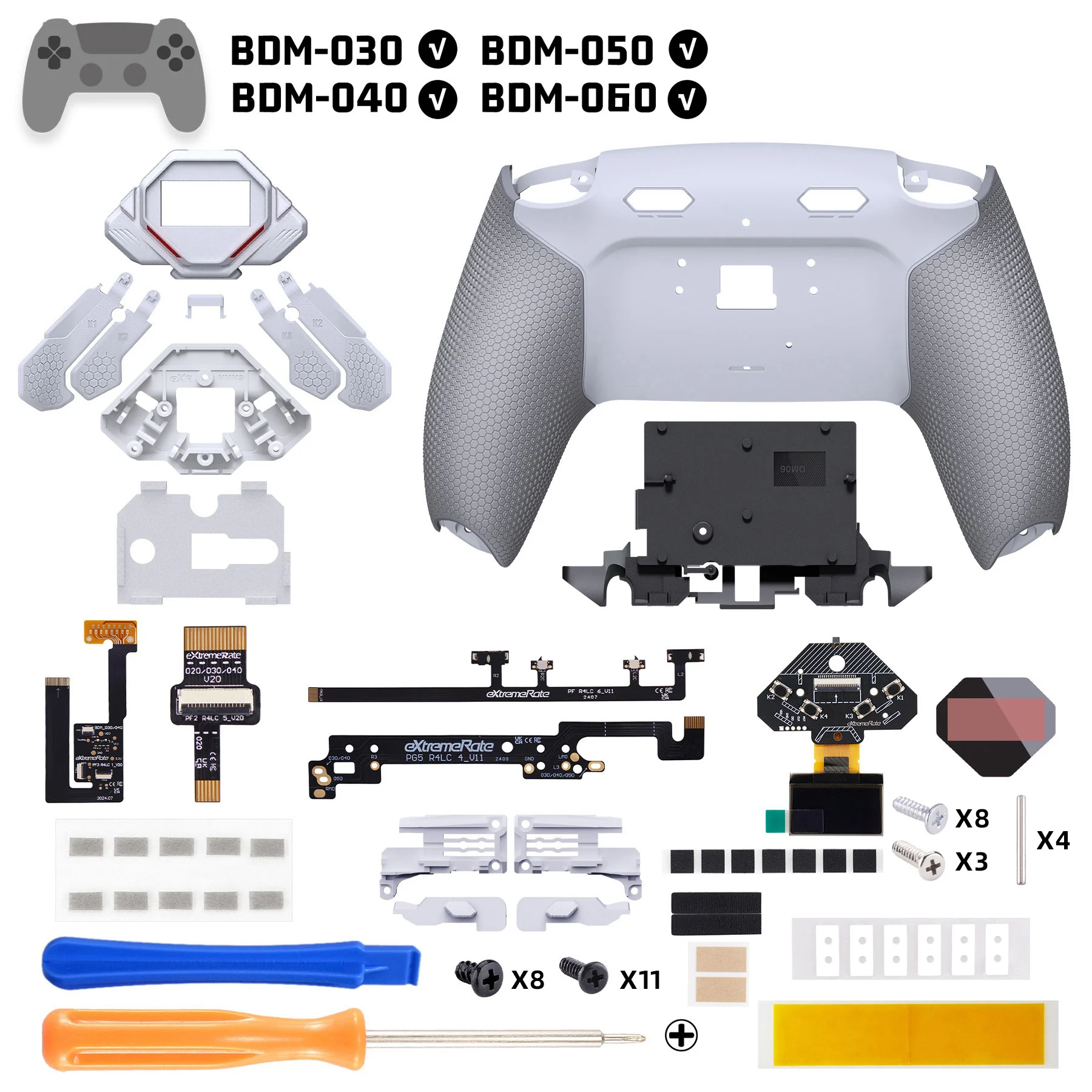 eXtremeRate SPARK Back Paddles Kit für PS5-Controller BDM-030 040 050 060 Modelle, neu belegbares Set mit 4 Rücktasten – gummiert, schwarz