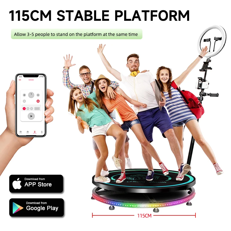 Machine de photomaton CHACKTOK 360 pour les fêtes – 360 °   Photomaton rotatif avec logiciel de personnalisation du logo, contrôle à distance par application