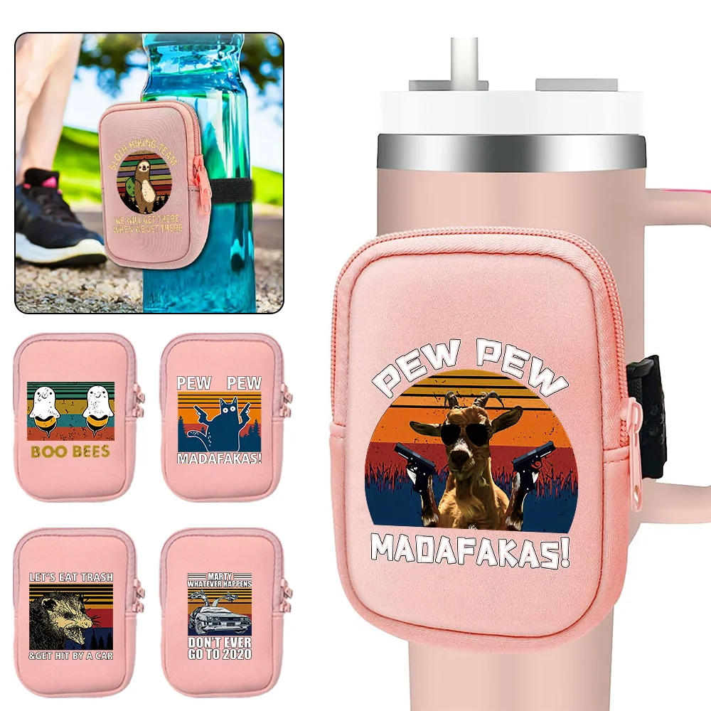 Type of Running Water Bottle Handheld Water Cup Bags Made of Nylon Material with Double Zipper Water Cup Bag Pew Pattern Series