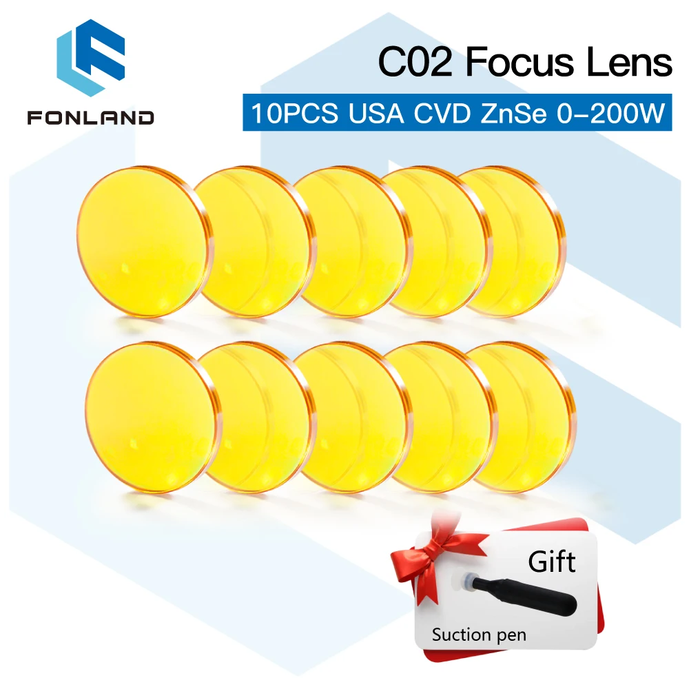 Fonland Focus Lens 3/5/10PCS USA CVD Focus Lens ZnSe DIA  20mm FL50.8/63.5 for 0-200W CO2 Laser Engraving Cutting Machine