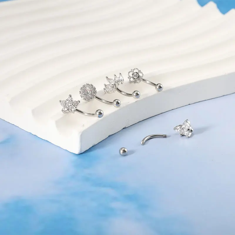 1 Stück/Set Edelstahl Schmetterling CZ Gebogener Barbell Augenbrauen-Piercing Schmuck Hypoallergener Tragus Lippenring für Tägliches Tragen Unisex Geschenk – Detail 4