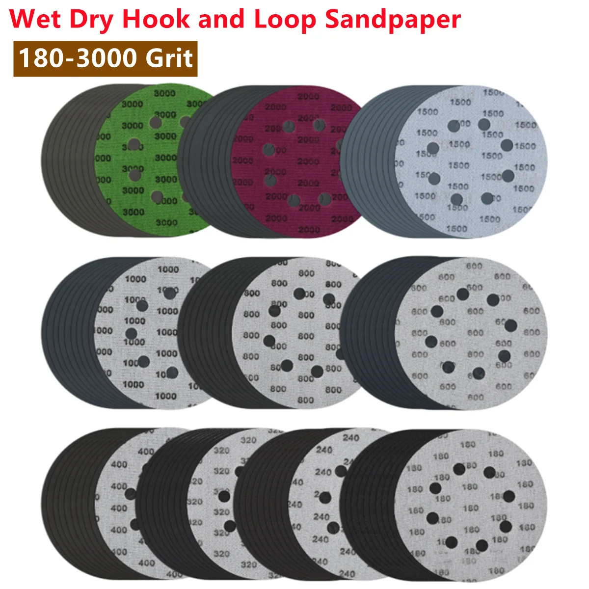 Universal 8 Hole Sanding Discs 125mm Sandpaper for Metal Wood Glass Sander Polishing Pads Home Abrasive Tools 180-3000 Grit