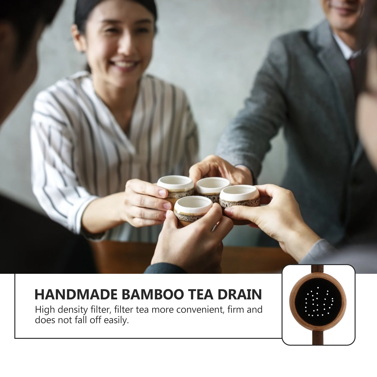 

1Pcs Bamboo Tea Filter Long Handle Home Office Retro Design Chinese Kung Fu Tea Accessory Wood Color