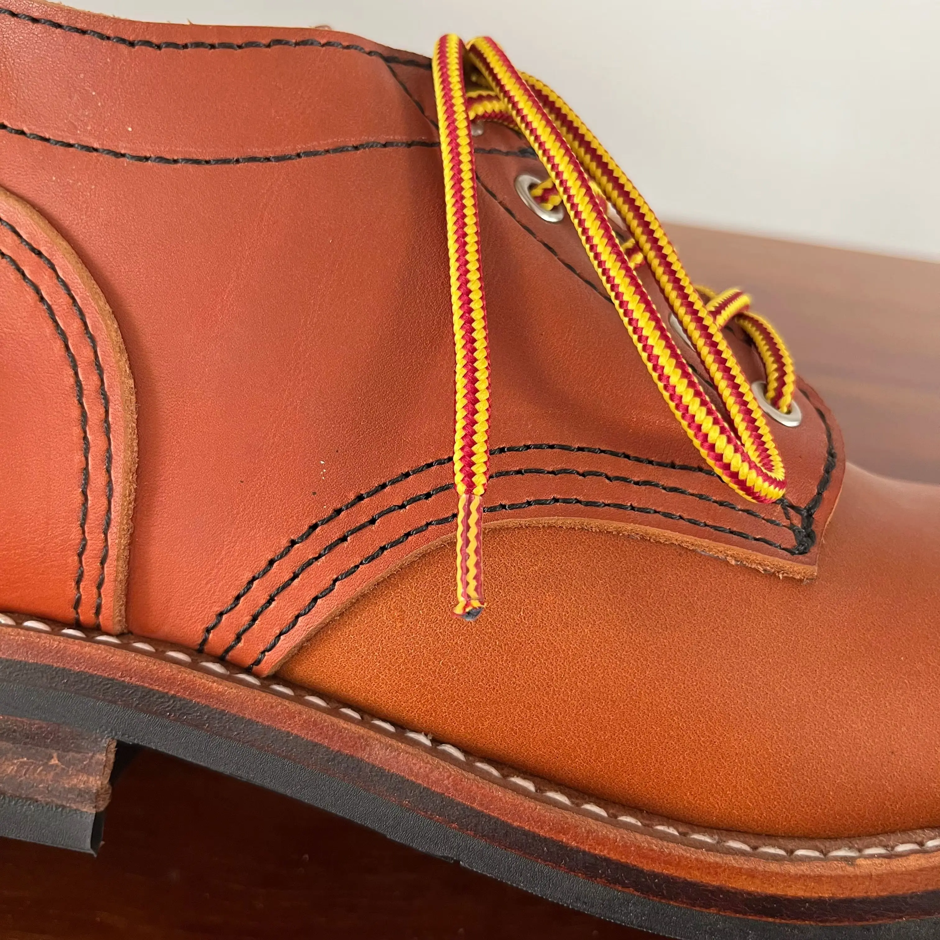 C428 Vintage Men Moc‑Toe Leather Shoes Goodyear Welt Hand Stitching Low Top Lace‑Up Thick Sole Casual Work Shoes For Men Outdoor
