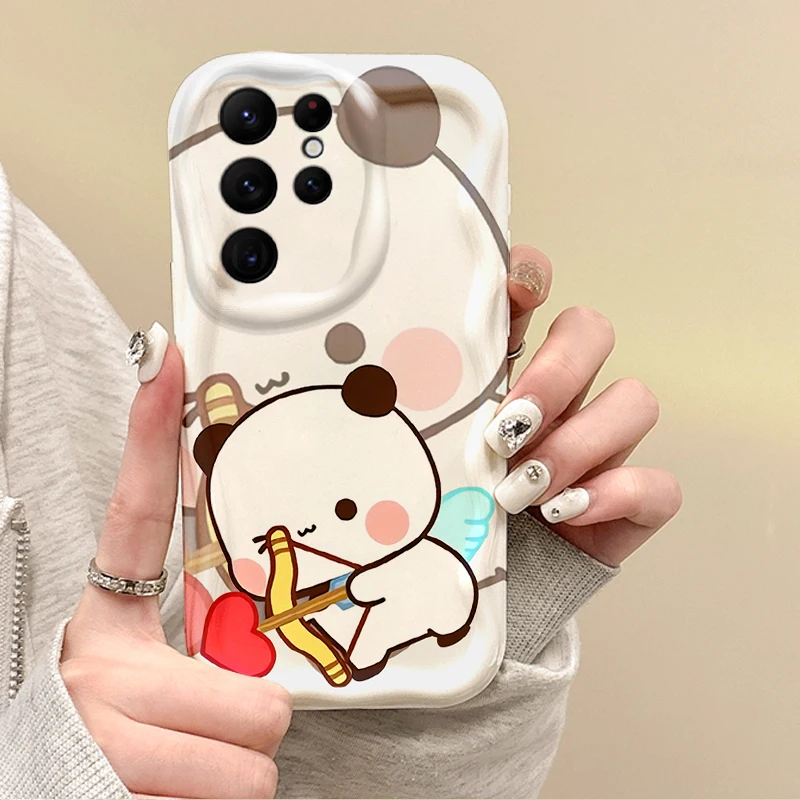Novo dos desenhos animados bubu dodu casal caso de telefone para samsung galaxy s25 s24 s23 s22 ultra plus s24 fe a73 a72 a55 a54 tpu capa à prova de poeira