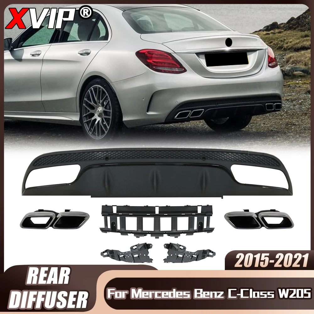 

XVIP для Mercedes Benz C-Class W205 C200 C250 2015-2021 детской модели с хромированной серебряной выхлопной трубой, автомобильные аксессуары