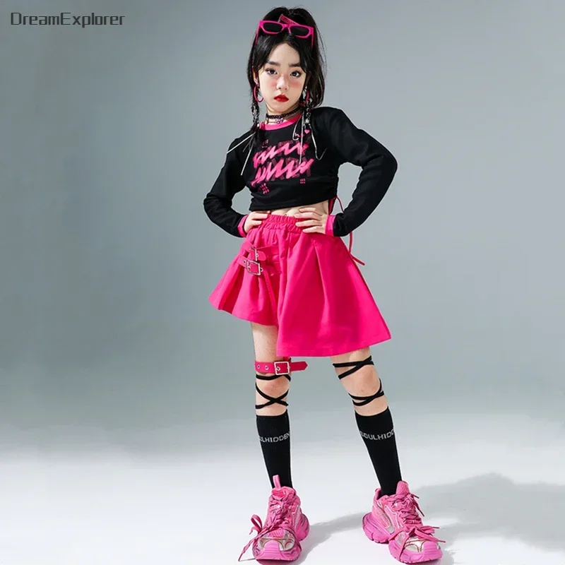 Girls Hip Hop Crop Top Street Dance Skirts Cargo Pants Child Streetwear Sweatshirt Kids Jazz Lovely Costumes Sweet Clothes Sets