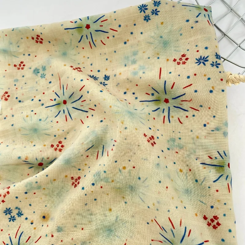 1meter Firework Print Polyester Fabric Fresh Style Clothing Handmade DIY Sewing Home Dress Curtains Tablecloth Craft Material