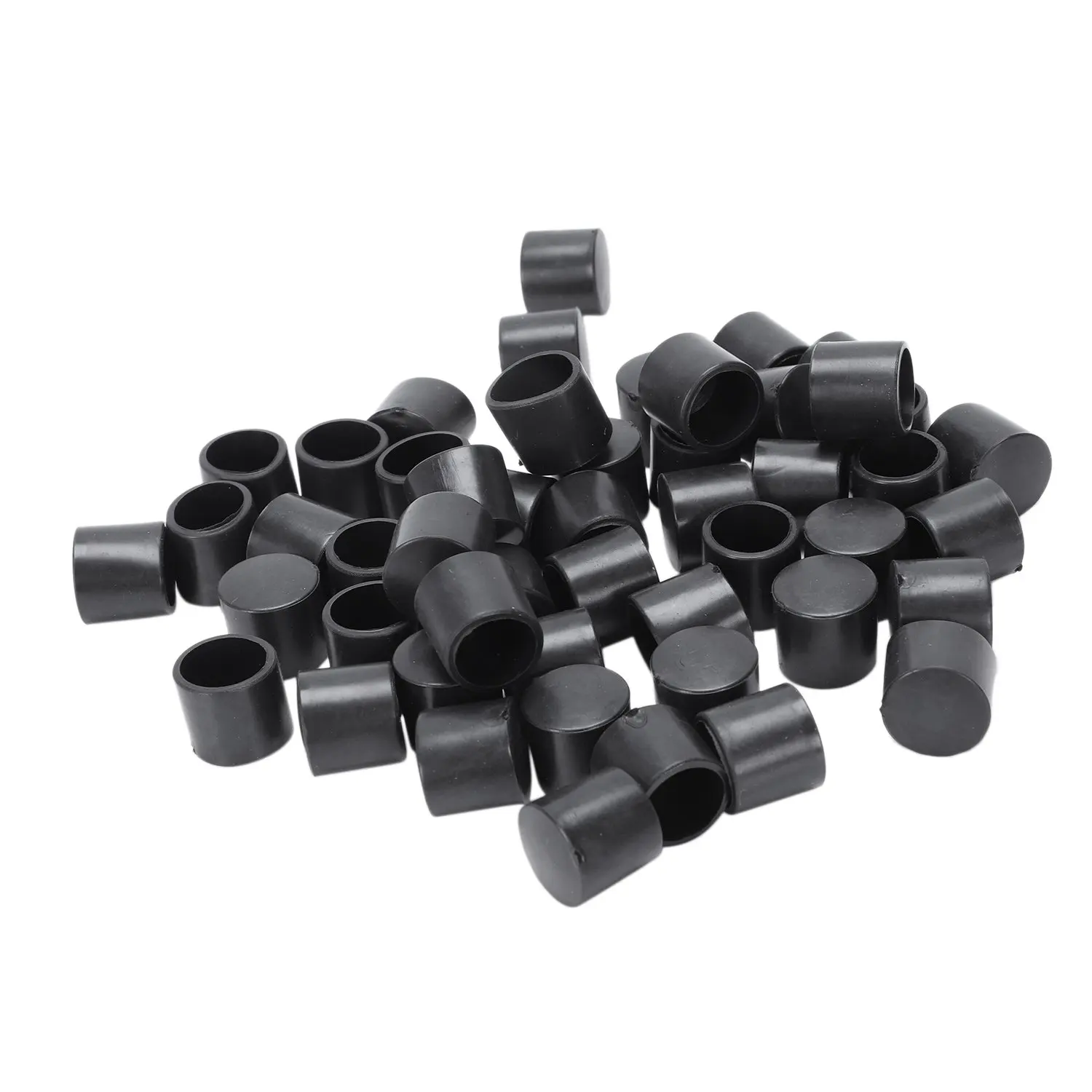 

50 Pcs Black Rubber PVC Flexible Round End Cap Round 12mm Foot Cover