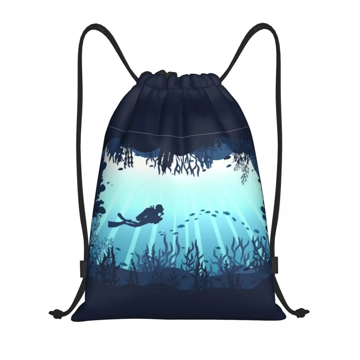 Deep Sea Caveran Diver Drawstring Bags Men Women Portable Gym Sports Sackpack Dive Explore Shopping Backpacks