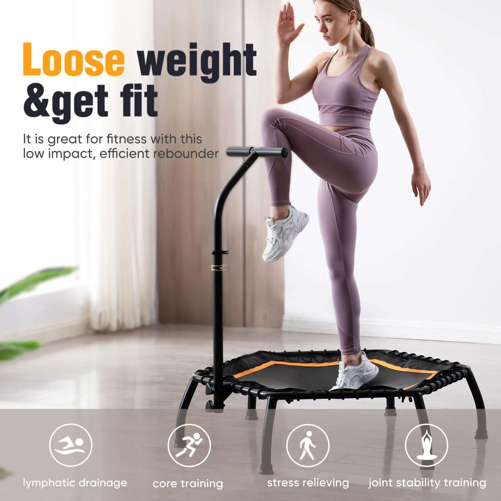 

Fitness Foldable Mini Trampoline Stable Quiet Sports Rebouncer Children Adult Indoor Garden Exercise
