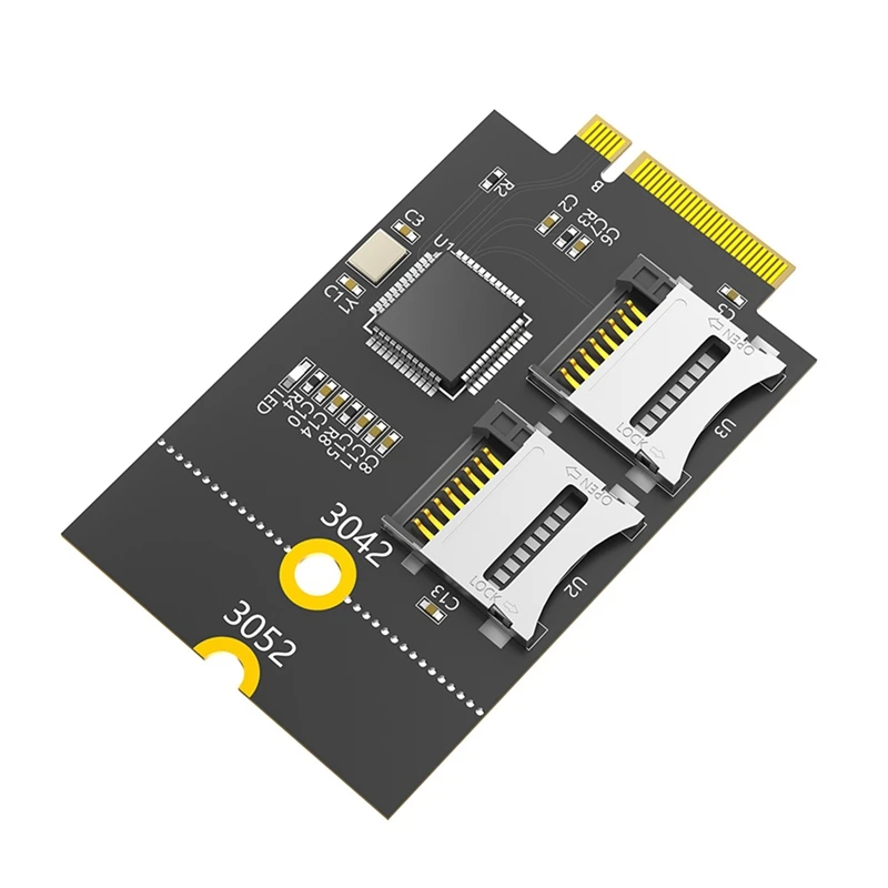 Y16A Dual Micro-SD Card, TF Card to NGFF M.2 Key B Reader Adapter Converter (Supports USB Bus, Not SATA Bus)