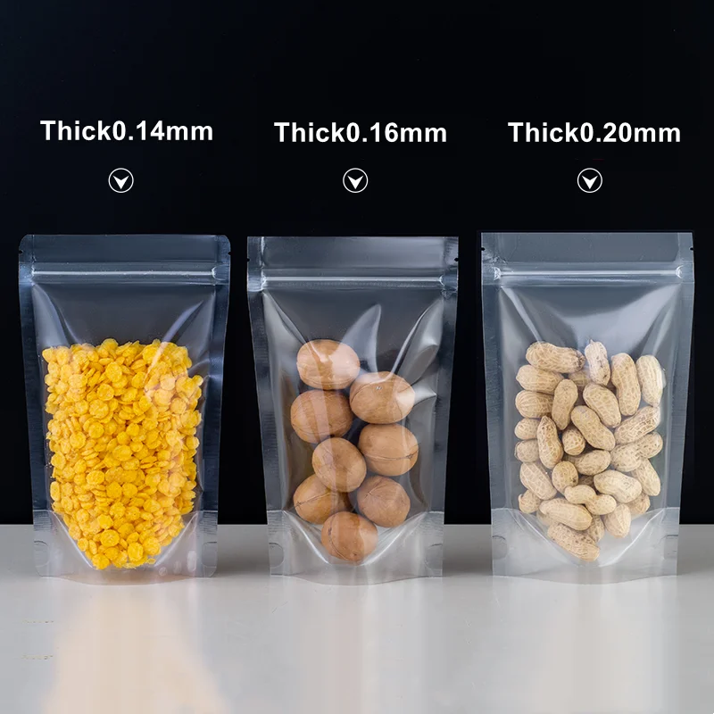 StoBag Transparent Food Packaging Ziplock Bags Clear Stand Up for Candy Tea Dried Fruit Snack Nuts Storage Reusable Pouches