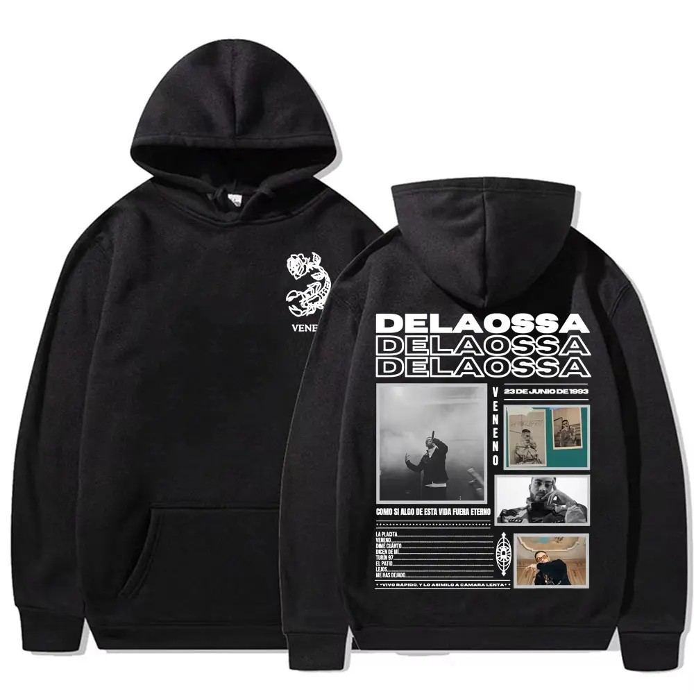 Rapper Delaossa Veneno Álbum 2025 Tour Moletom Homens Mulheres Vintage 90s Estilo Hip Hop Moletom Com Capuz Outono/Inverno Casual Conforto Com Capuz
