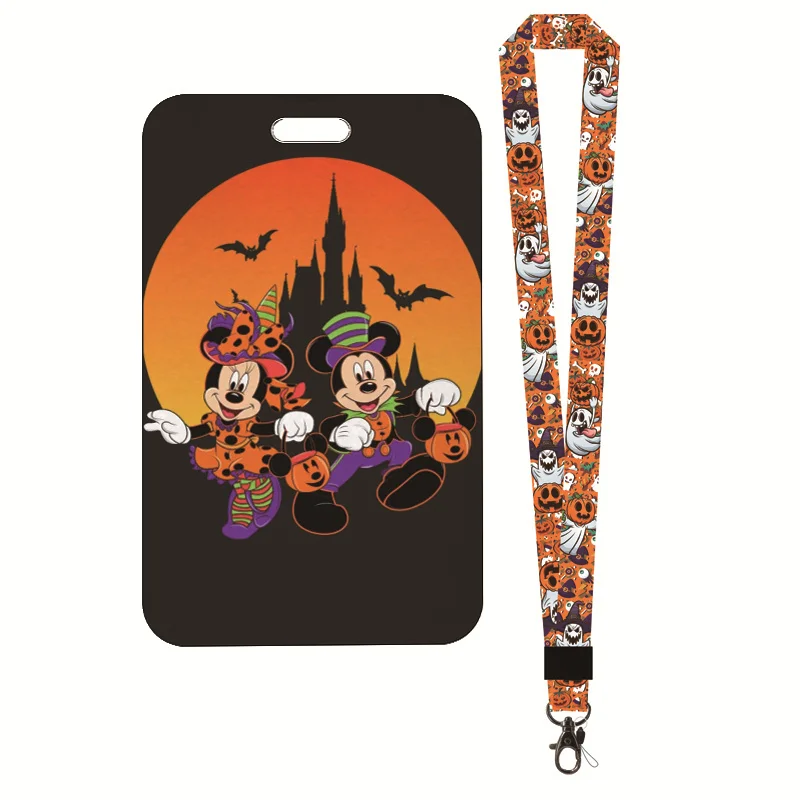 Mickey Minnie Halloween cordino porta carte d'identità Stitch All Saints' Day Badge titolari tracolla con portachiavi corda per telefono