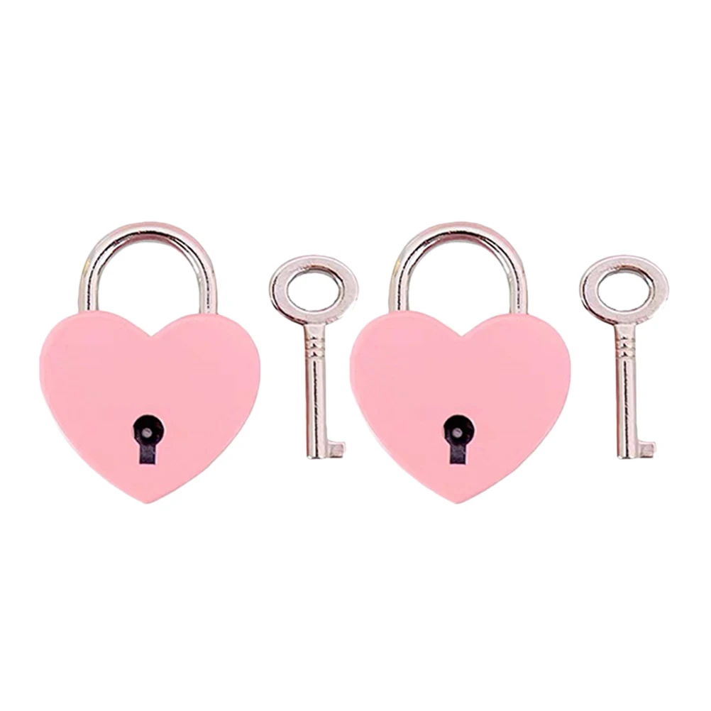 

2pcs Heart-Shaped Padlock Small Size Lightweight Waterproof Love Lock for Suitcase Drawer Cabinet Dormitory Use
