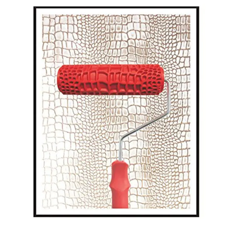 Y42A-6Pcs 7 Inch Embossed Crocodile Skin Painting Roller With Handle For Wall Decoration