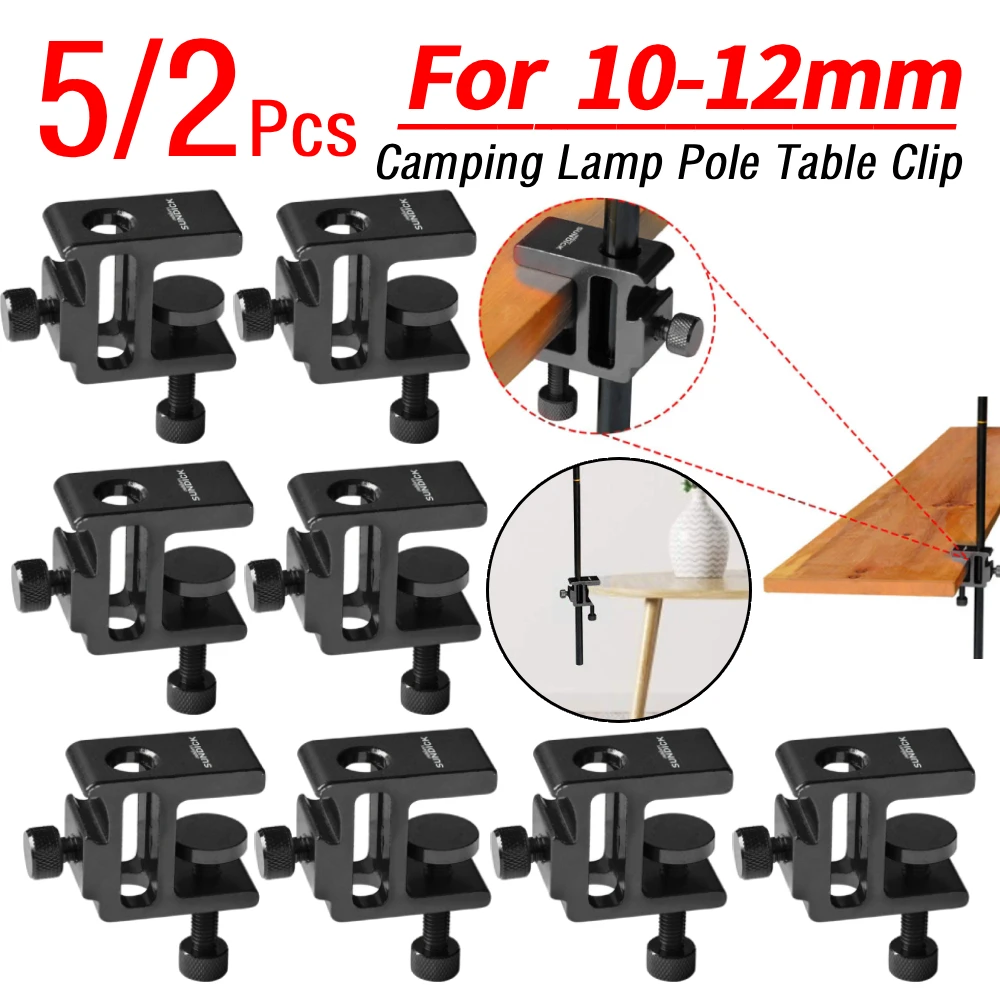 2/5 قطعة سبائك الألومنيوم فانوس حامل كليب لقطر 10-12 مللي متر الجدول جبل المشبك قابل للتعديل ارتفاع حامل الكاميرا كليب لجدول