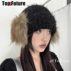 Women Harajuku Punk Y2K Girl Fox Plush designer Warm Earmuffs Gothic Lolita Warmer Muff Ear Cover steampunk Headband GIFT