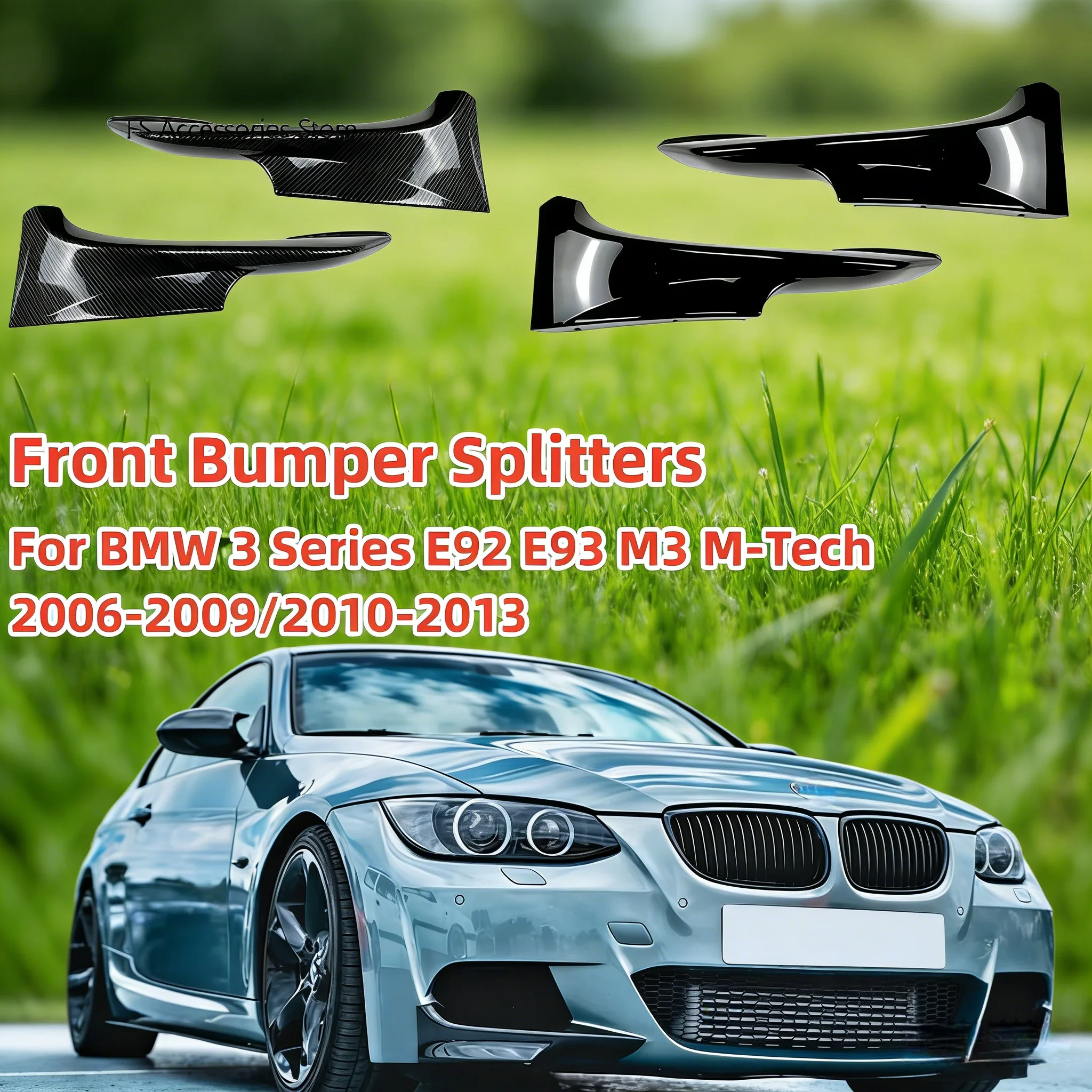 

Front Bumper Lip Body Kit For BMW 3 Series E92 E93 M3 M-Tech 2006-2009 / 2010-2013 Fog Lamp Cover Trim Front Canards Splitter