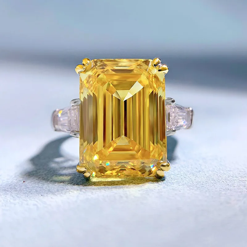 Imagem -03 - Anel de Diamante Amarelo Prata S925 para Mulheres Alto Carbono Importado 11x15 mm Europa e América Novo 2023