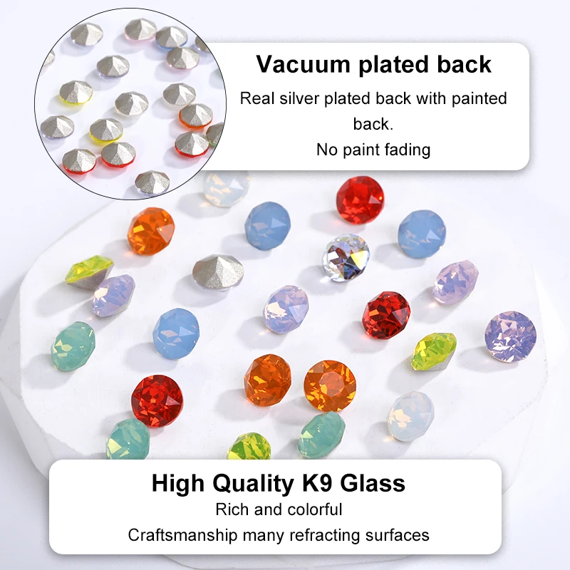 Round Opal Rhinestones Crystal Glass Strass Glue On Jewelry Accessories Nails Brillantina DIY Craft Supplies Diamond Decoration