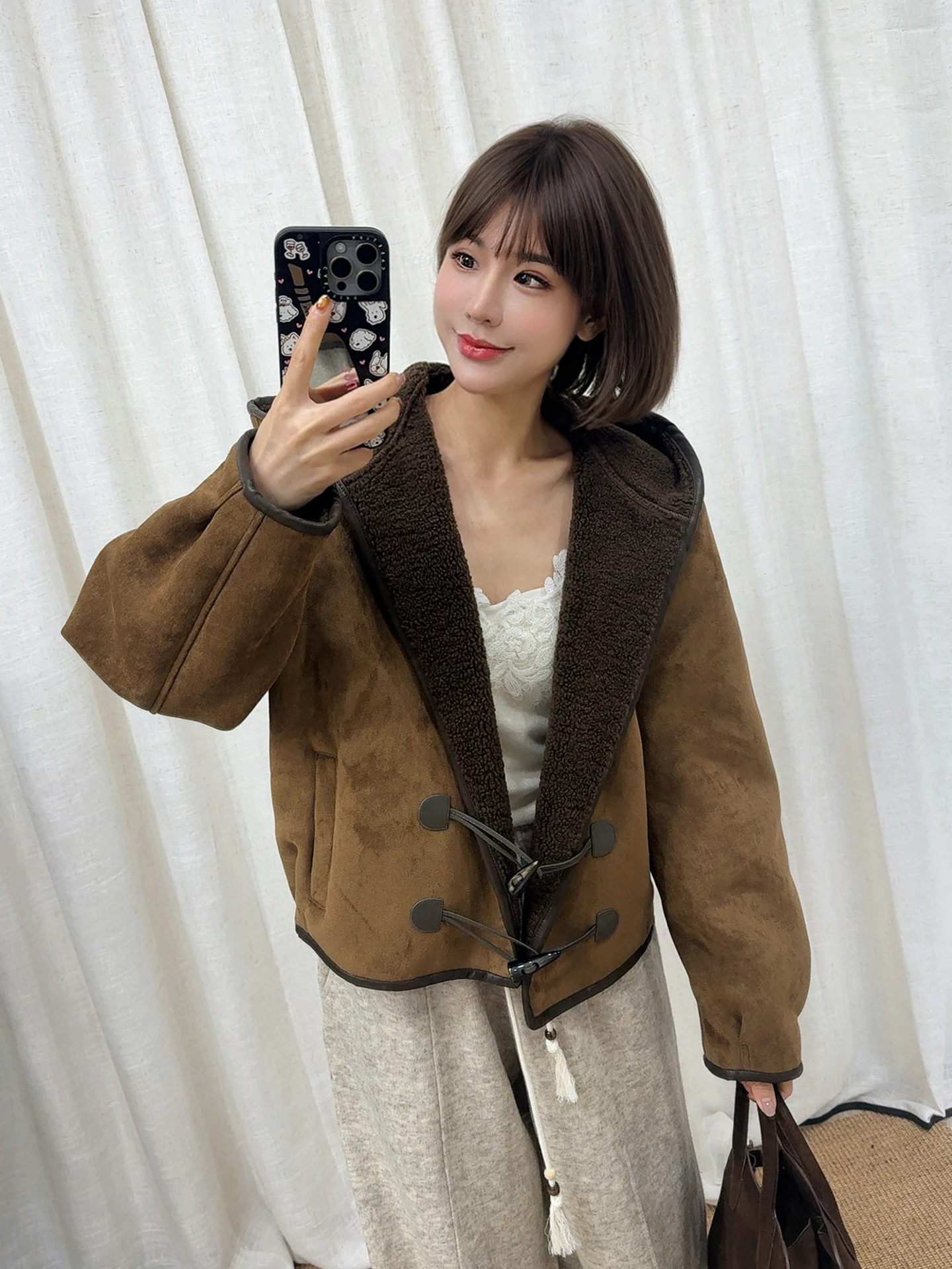 

Новая зимняя женская утепленная куртка-пальто ASBR Original C Material с капюшоном, на пуговицах, винтажный стиль, из полиэстера, с длинными рукавами