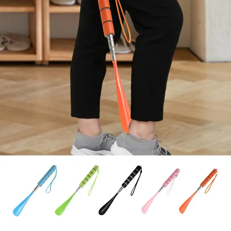 Long Shoe Horn Flexible Retractable Metal Handle Shoe Horns DurableAnd Lightweight Shoe Horn For Men Women Pregnant Lady Elders