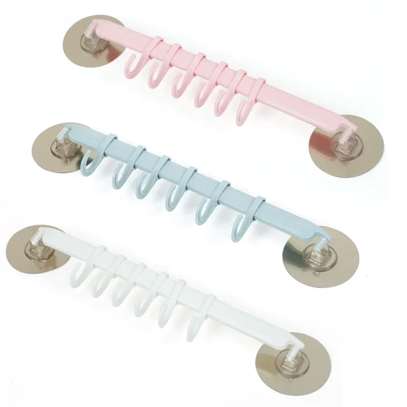 Adjustable Hook Rack Double Suction Cup Towel Rack Hanging Shelves Hook Holder Lock Type Sucker Kitchen Bathroom Accessories