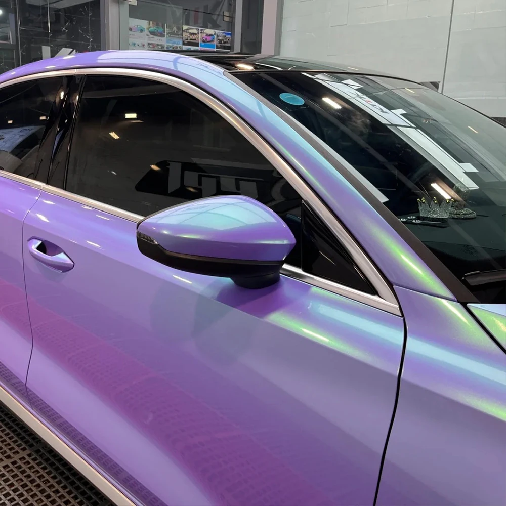 

Пленка для оклейки авто PET Platinum Purple & Green, самоклеящаяся, меняющая цвет, без пузырьков воздуха, для декора кузова автомобиля