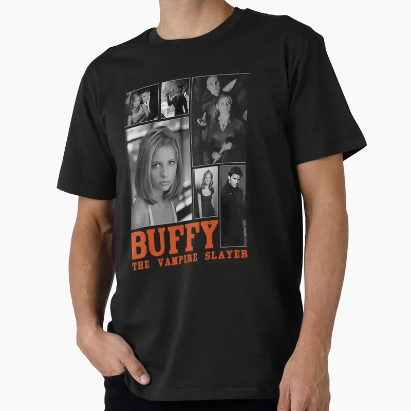 Buffy Inspired Graphic T-Shirt, 0811 Vintage Vampire Slayer Print Tee, Retro Horror Series Short Sleeve Casual Shirt US Size Top