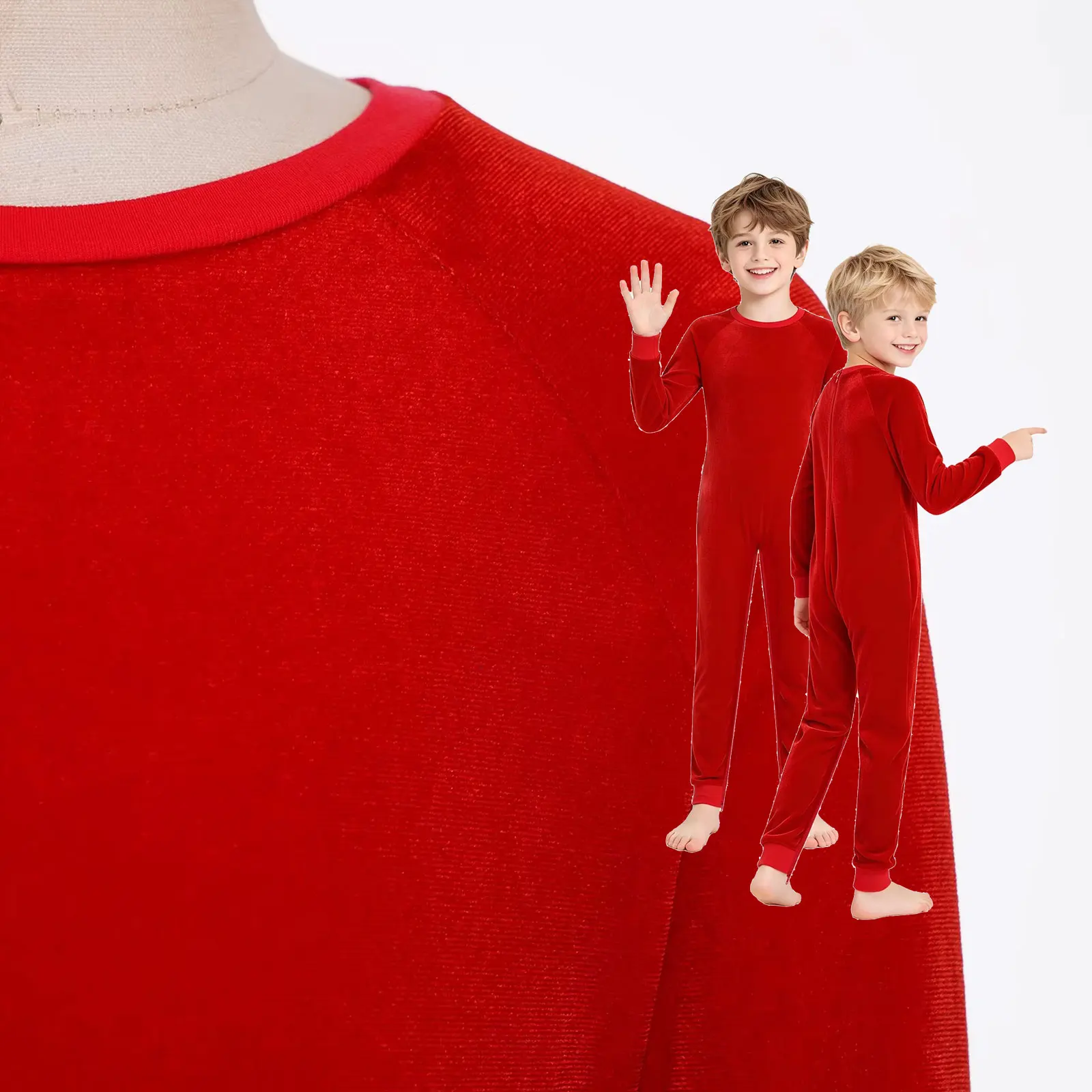 Kid Boys Girls Special Needs Velvet Jumpsuit Adaptive Clothing Round Neck Long Sleeve Zipper Back Crotch Bodysuit Romper Unitard