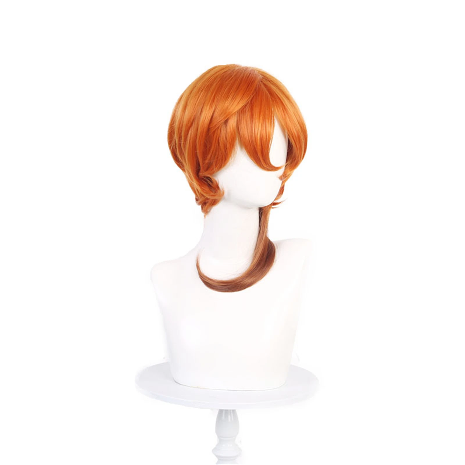 Nakahara Chuuya-Peluca de Cosplay de perro callejero para hombre, pelo corto naranja con cola de caballo, accesorios de Halloween resistentes al calor
