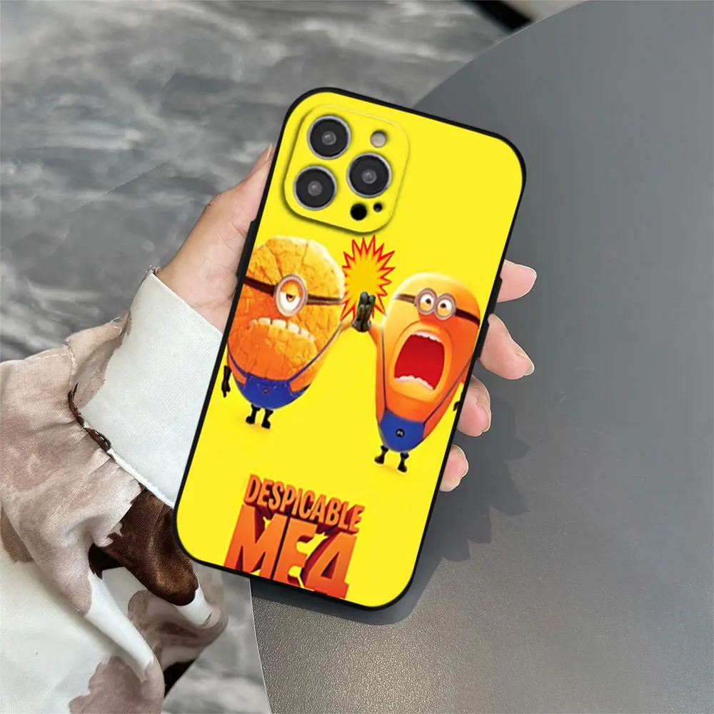 Capa de telefone para iPhone 11 12 13 14 15 16 Max Pro Plus Preto Soft Shell D-Despicable Movie M-Minions M-Me 4