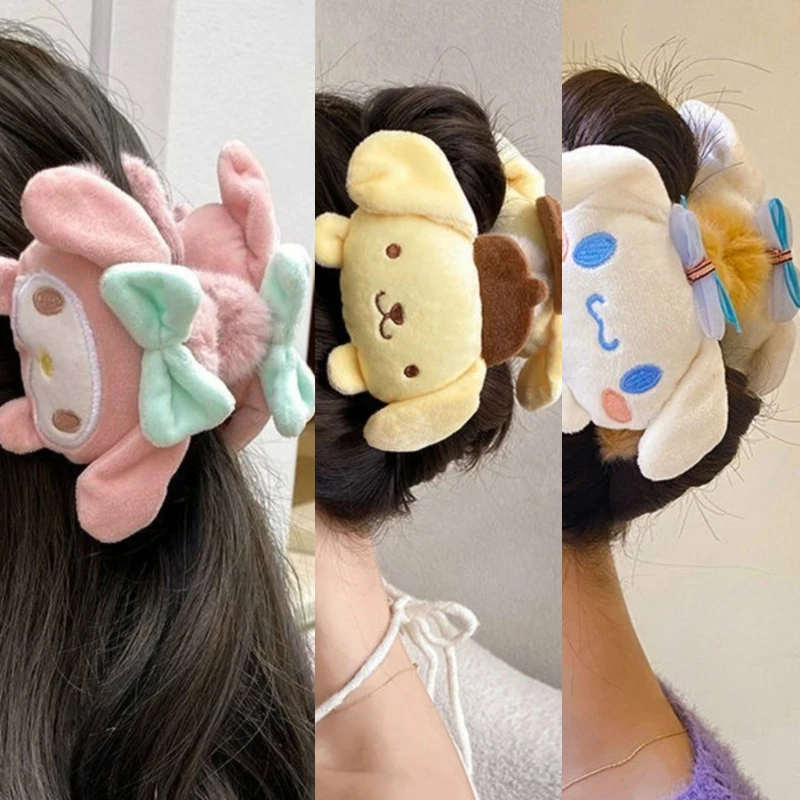 

Anime Peripherals Cute Cartoon Kuromi Cinnamoroll Hair Clip Plush Hair Claw Clip Hairpin Back Head Hair Cartoon merchandise Gift