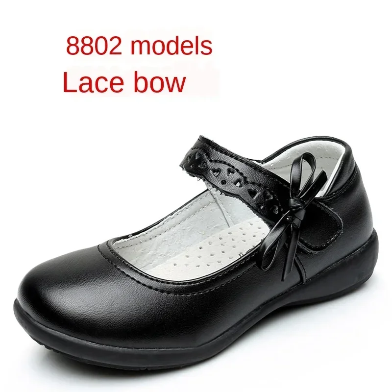 Children Student School Uniform Shoes Toddler Girl Genuine Black Leather Shoes Kids Princess Party Dress Shoes Flats Moccasins