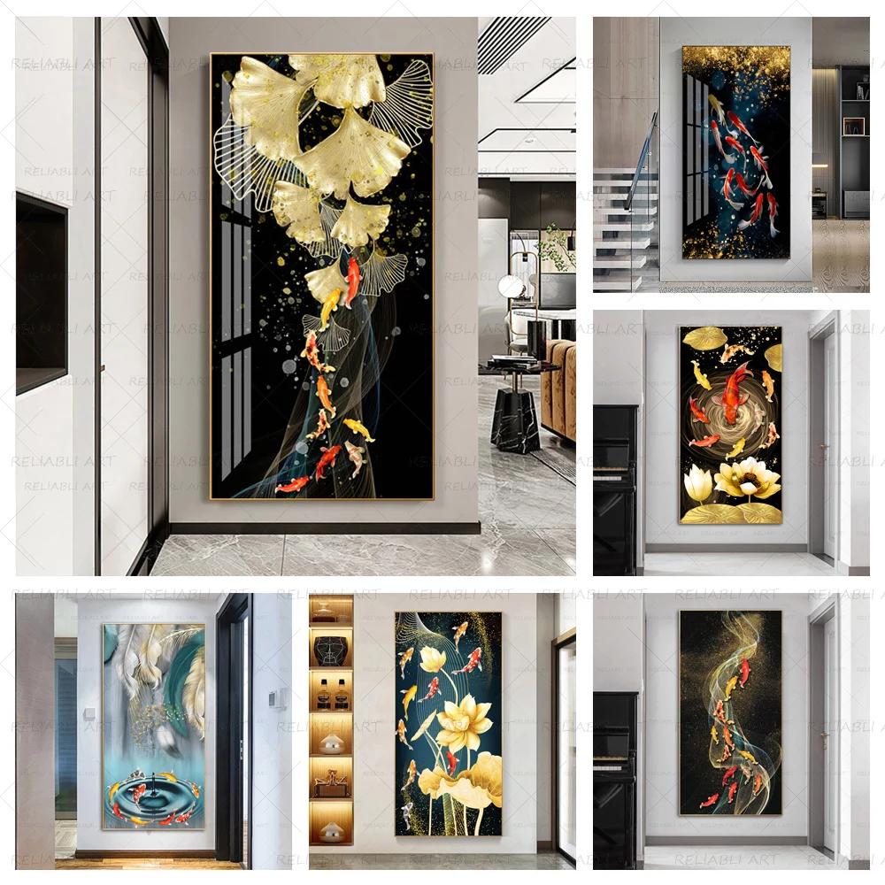 Koi Fish Posters Canvas Painting Wall Art Pictures For Living Room Animal Prints Modern Home Decor Feng Shui Carp Lotus Pond