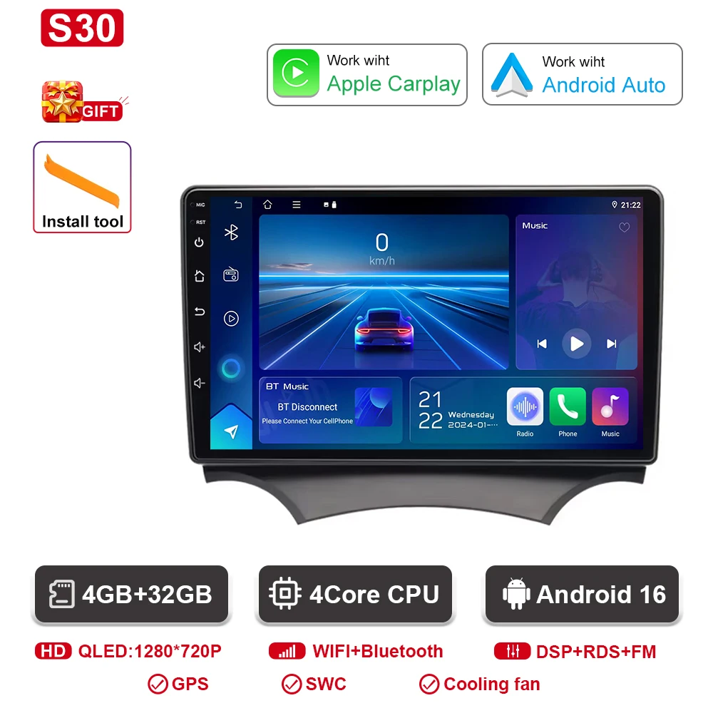 Android autoradio voor Ford Ka K2 2008 2009 2010 2011 - 2014 Carplay Android Auto radio multimediaspeler GPS navigatie DSP SWC