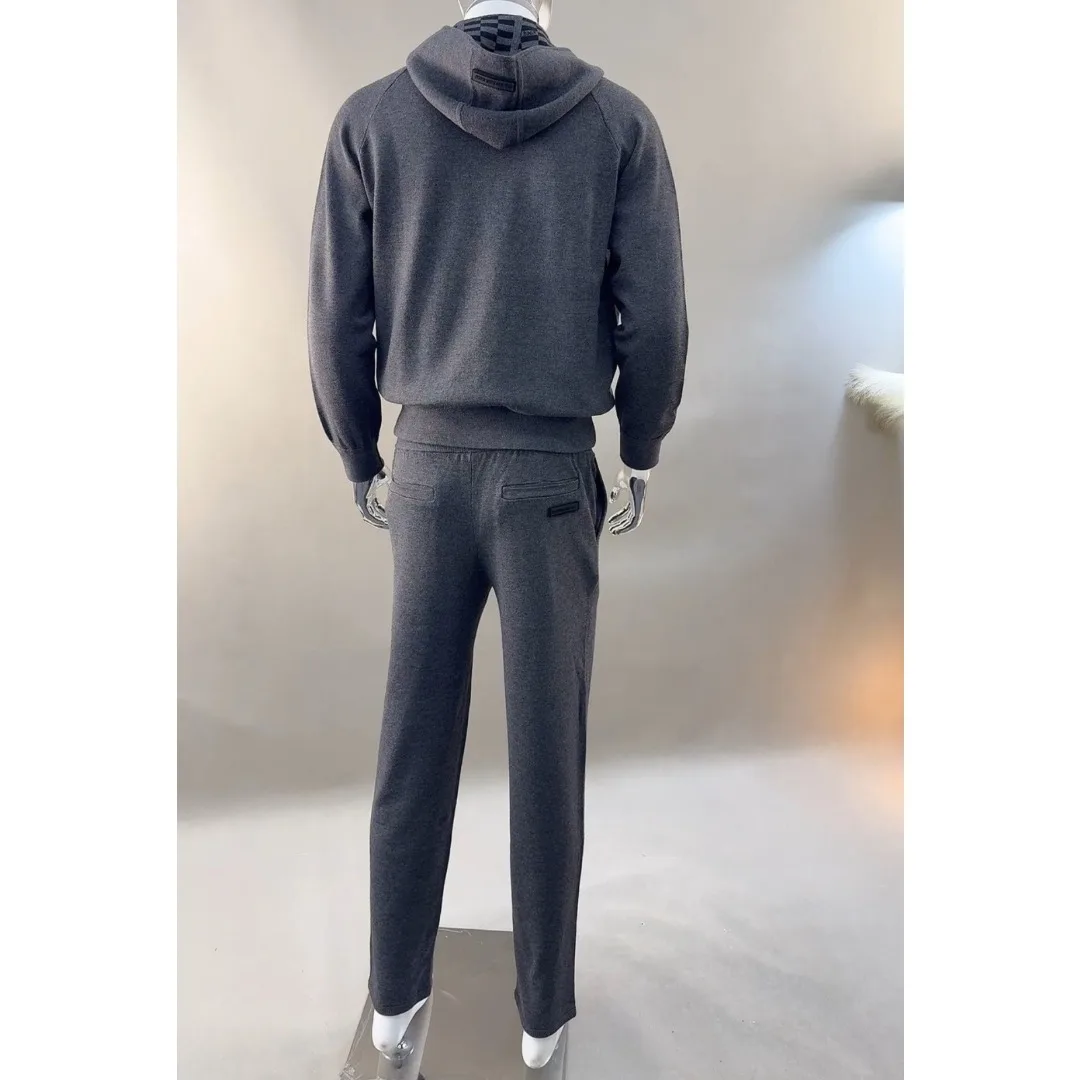 2-Piece Men's Golf Knit Set 2026 Fall New Korean Style Zip-Up Hooded Jacket and Casual Pants Sporty Baseball Breathable QuickDry
