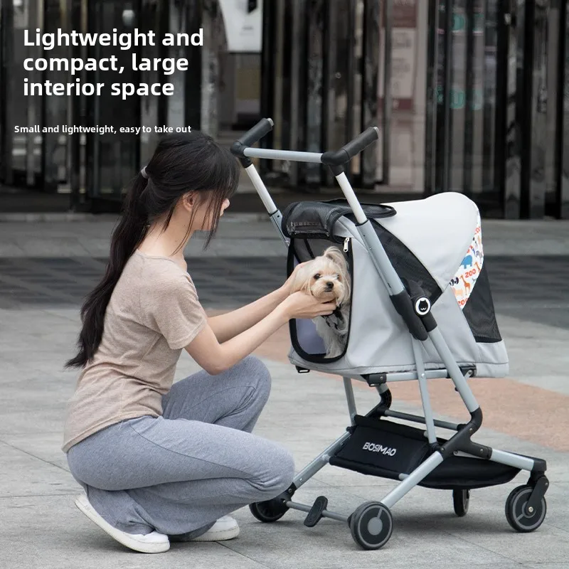 

Portable Pet Stroller for Small Medium Dogs Cats Foldable Lightweight Travel Carrier with Spacious Design