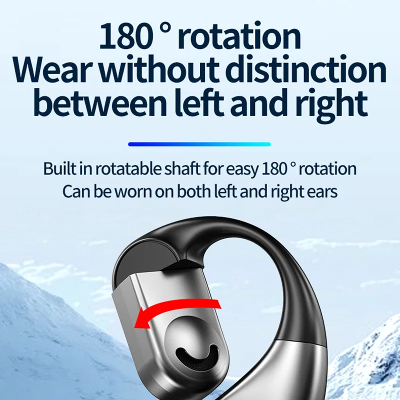 سماعة أذن واحدة بلوتوث 5.5 لاسلكية، شاشة LED، سماعة أذن بخطاف 180 °   سماعات أذن لاسلكية قابلة للدوران مقاومة للماء