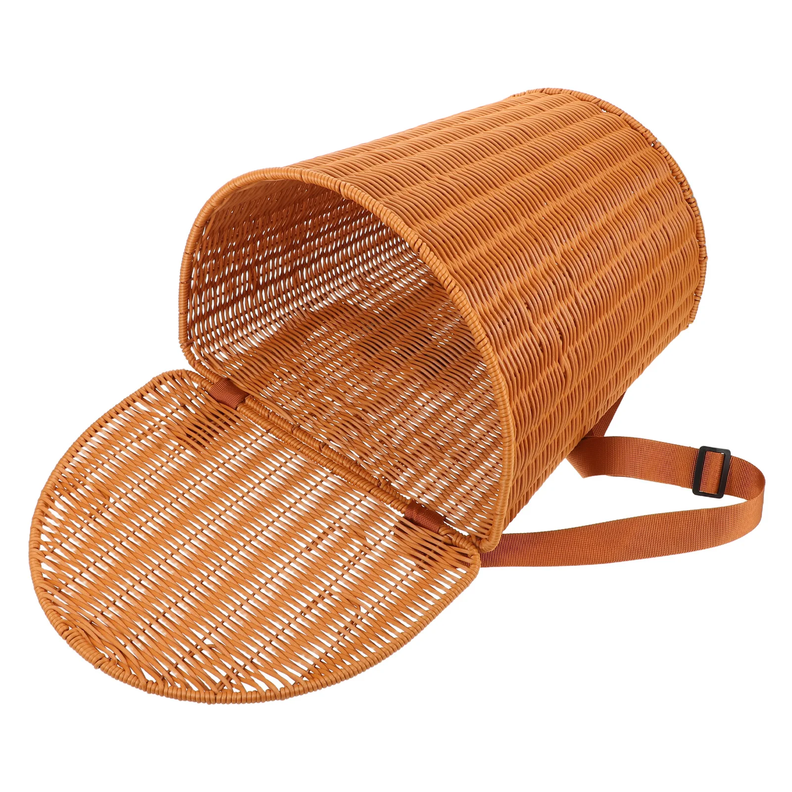 

Wicker Picnic Backpack Outdoor Storage Basket Rattan Camping Tea Harvesting Bag Shoulder Straps Multipurpose Fruit Vegetable