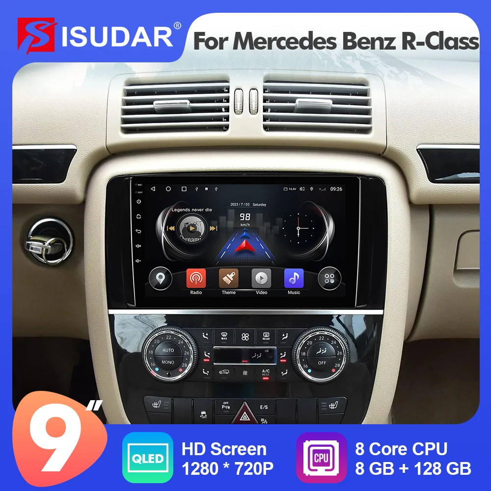 

9 дюймов Isudar Android 12 Авто радио мультимедиа для Mercedes Benz R-Class W251 R280 R300 R320 2005-2017 Автомобильный GPS стерео Авто