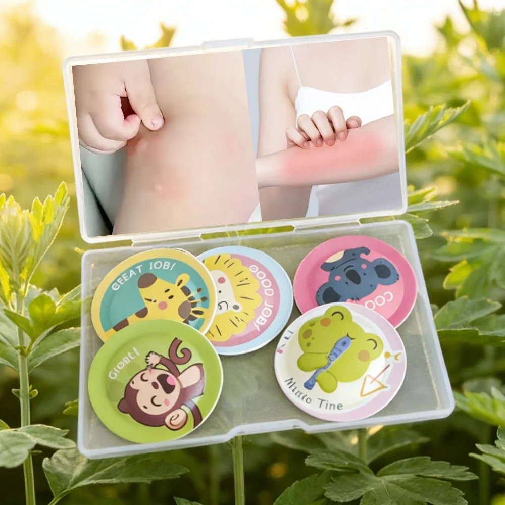 Autocollant anti-moustiques 5/10 pièces, autocollant à billes d'huile essentielle végétale, autocollant portable anti-piqûres pour l'extérieur en été, motif dessin animé