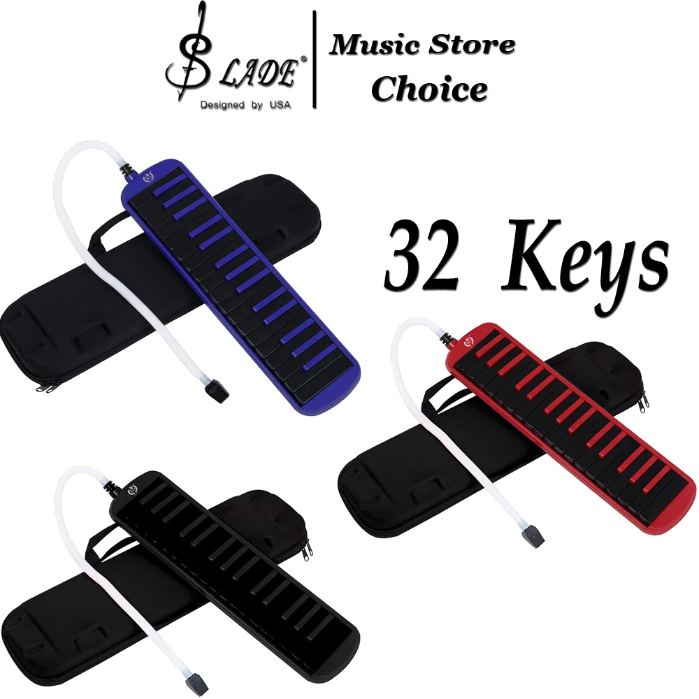 32 Key Pro Melodica ABS Resin with Brass Plate & EVA Case Portable Air Piano Keyboard Instrument for Students & Performers