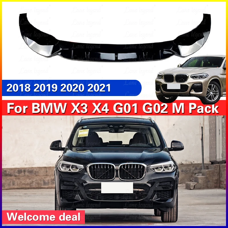 For BMW X3 X4 G01 G02 M Pack 2018-2021 Tuning Car Front Bumper Splitter Chin Lip Spoiler Diffuser Guard Body Kit Cover protector