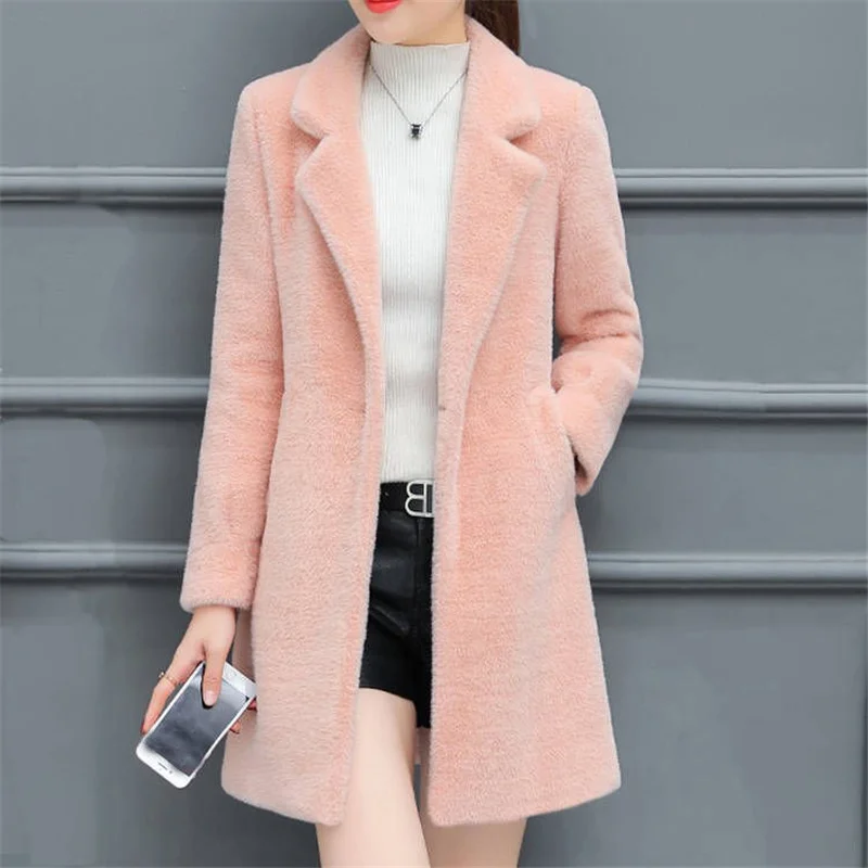 NiceAutumn Winter Jacke Frauen Schafschur Mantel Frauen Ein Stück Pelz Jacke Weibliche Imitieren Nerz Pelzmantel Wolle mäntel