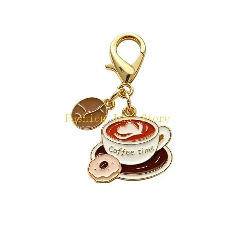 N5KA Gold Tone Coffee Chain Charm with Alloy Build for Bag Styling