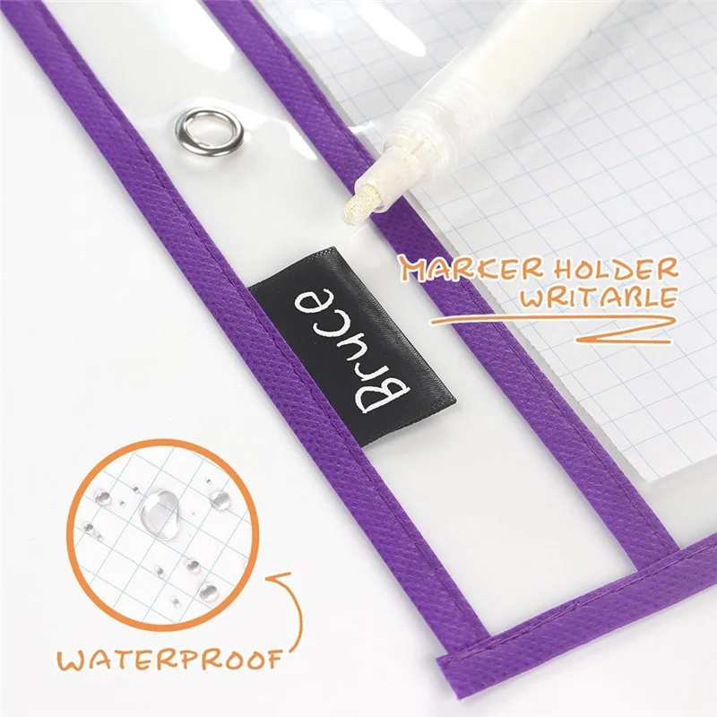 

ABFM-20 Pack Dry Erase Pockets Sleeves With Rings,Icket Holders Clear Sleeves Sheet Protectors For Teacher Classroom Sleeves