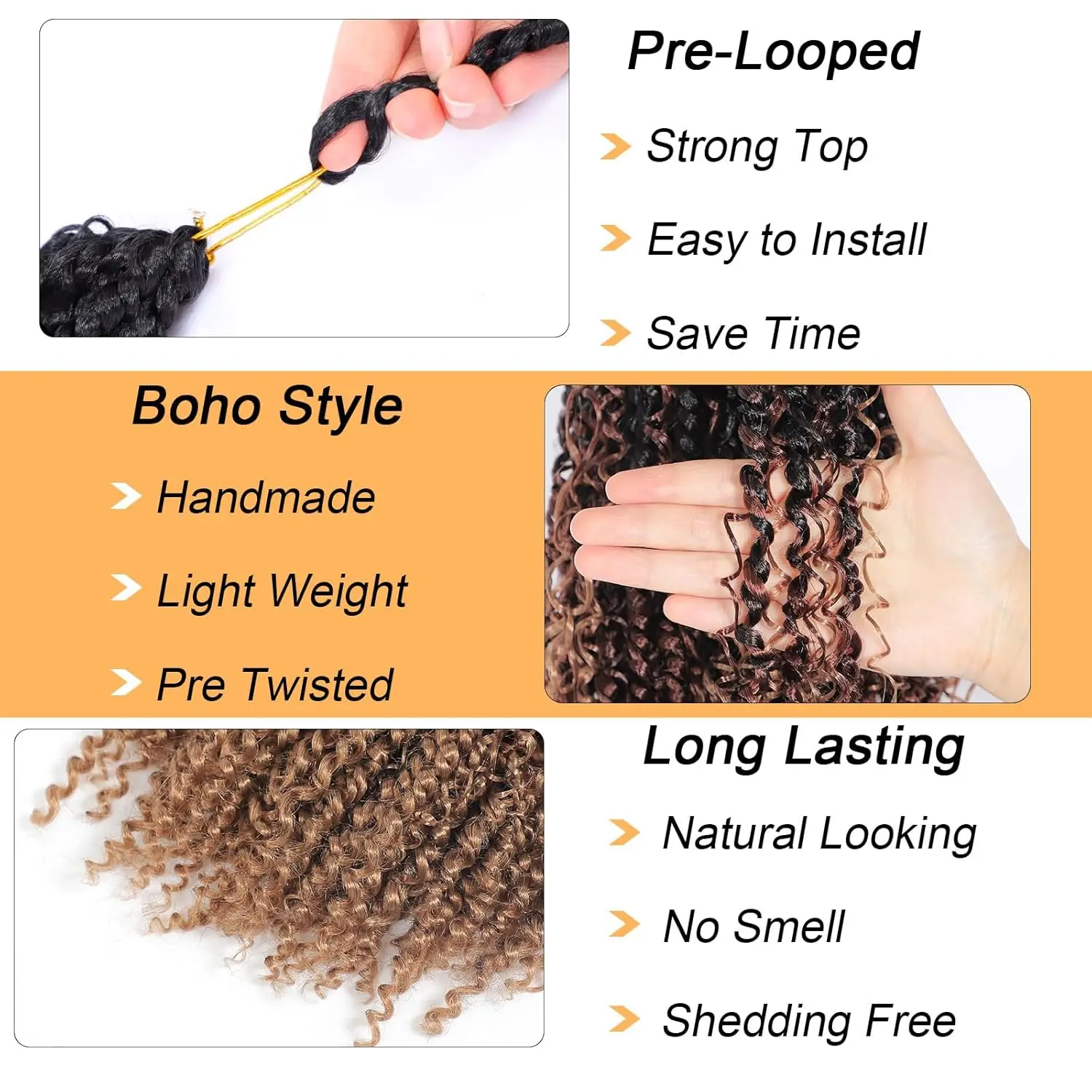 Boho Style Passion Twist Hair  Long Crochet Passion Twist Hair Pre Looped Goddess Passion Twsit Crochet Hair Synthetic